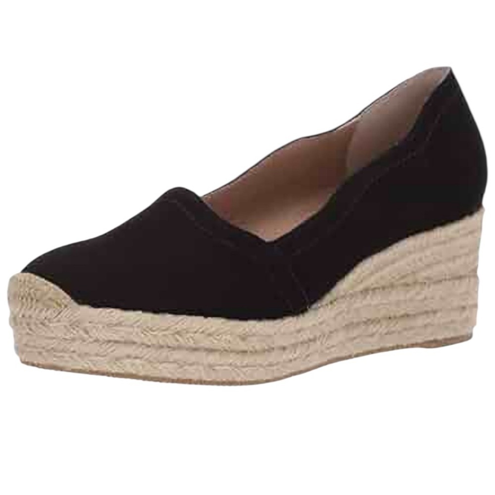 Bettye Muller Concept Reese black suede wedge espadrille closed toe shoes